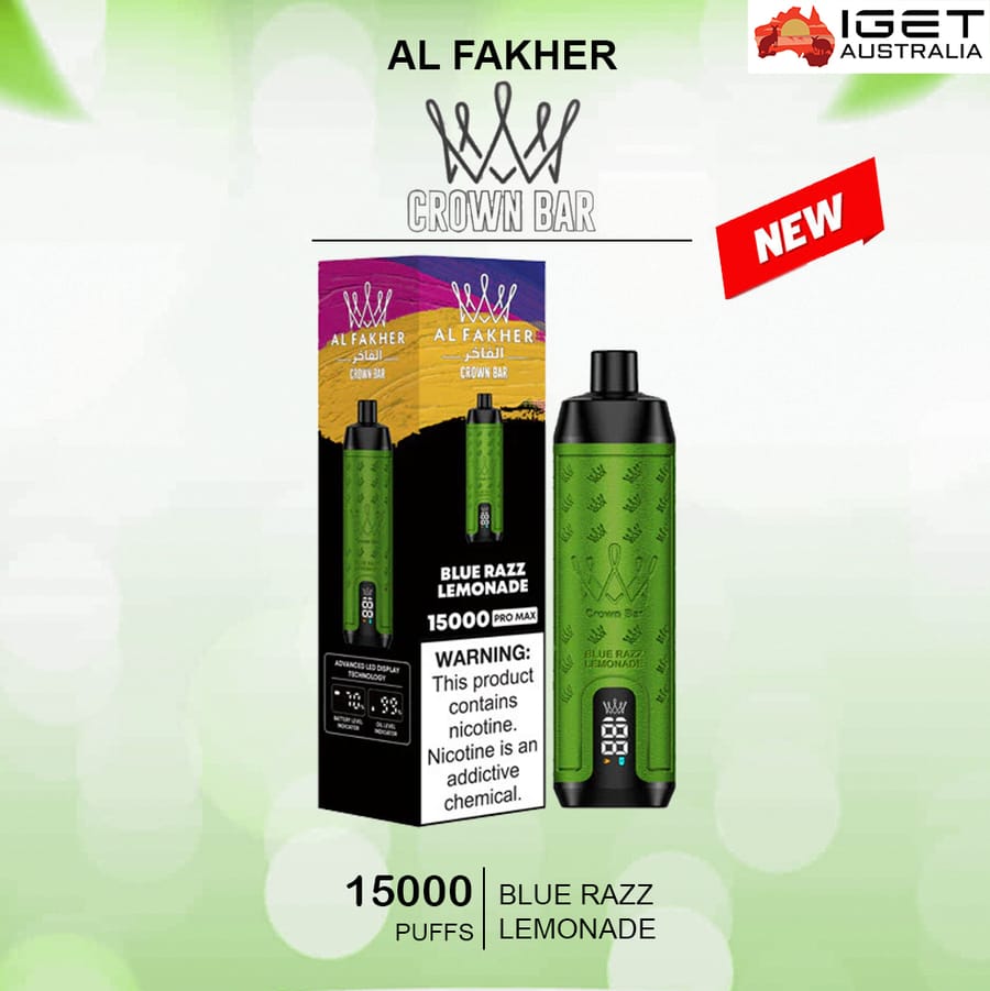 ALFAKHER CROWN BAR – BLUE RAZZ LEMONADE – 15000 PUFFS