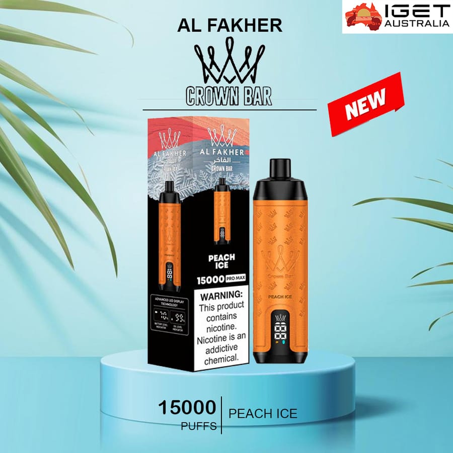 ALFAKHER CROWN BAR – PEACH ICE- 15000 PUFFS