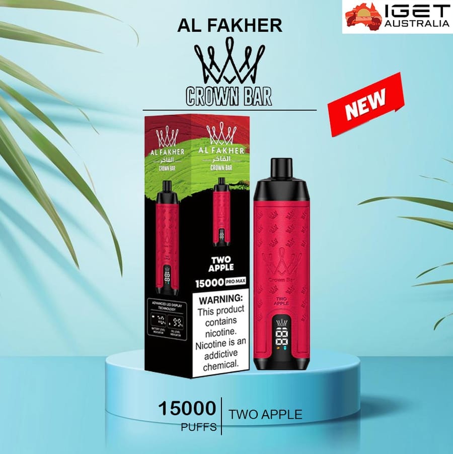 ALFAKHER CROWN BAR – TWO APPLE – 15000 PUFFS