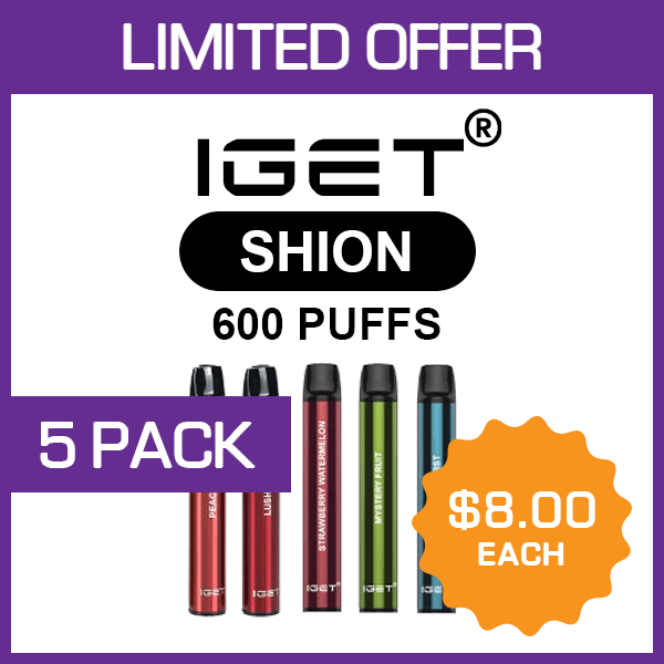 IGET SHION – 600 PUFFS – 5 PACK