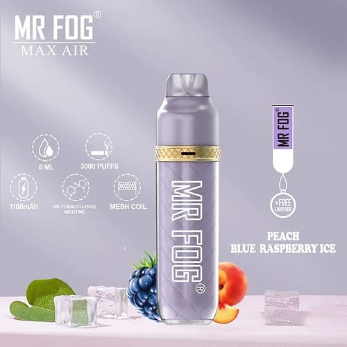 MR FOG PEACH BLUE RASPBERRY ICE – 3600 PUFFS