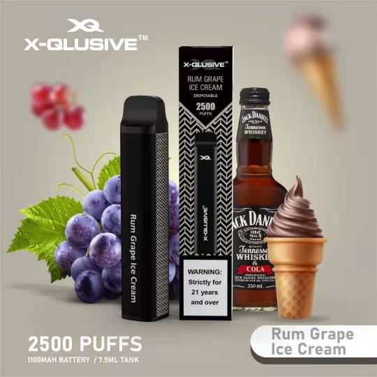 X-QLUSIVE RUM GRAPE ICE CREAM – 2500 PUFFS