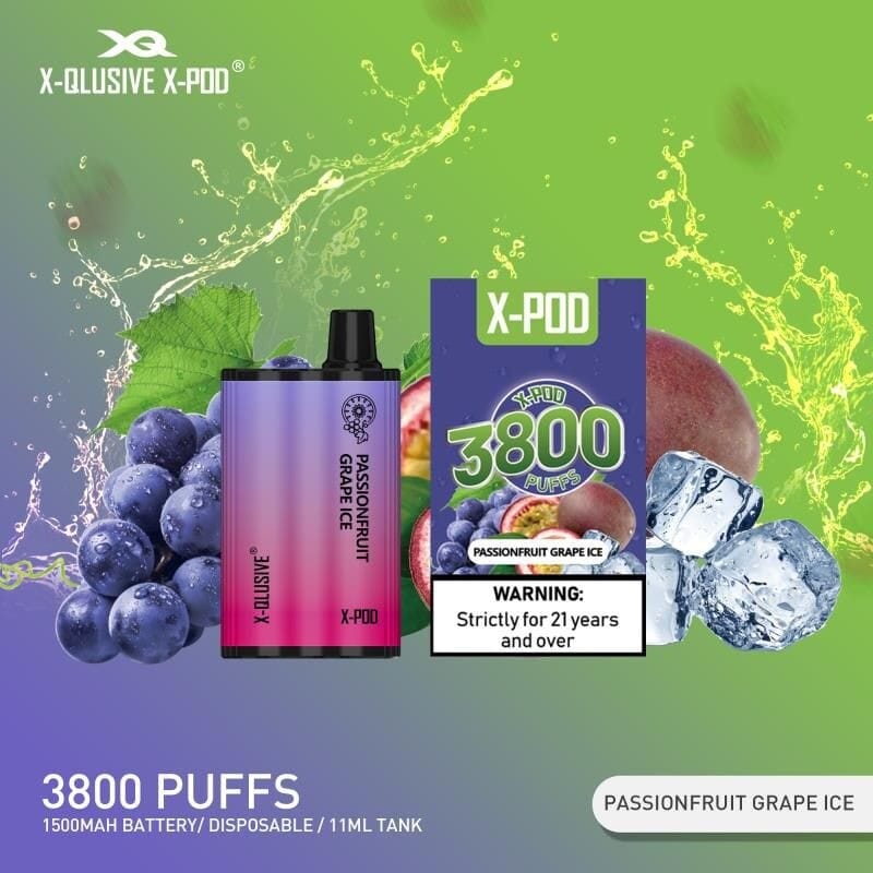 X-QLUSIVE X-POD PASSIONFRUIT GRAPE ICE – 3800 PUFFS
